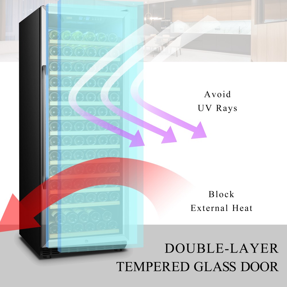 LANBO Wine Chiller, 149 Bottle Single Zone Red Wine Cellar Fridge Built